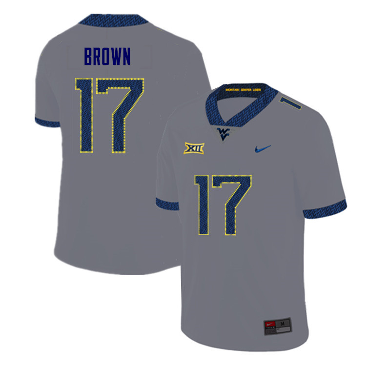 Men #17 Sam Brown West Virginia Mountaineers College Football Jerseys Sale-Gray - Click Image to Close